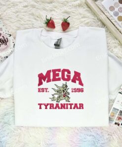 Mega Tyranitar Embroidered Shirt, Pokemon Embroidered Hoodie, Anime Embroidered Sweatshirt (2)