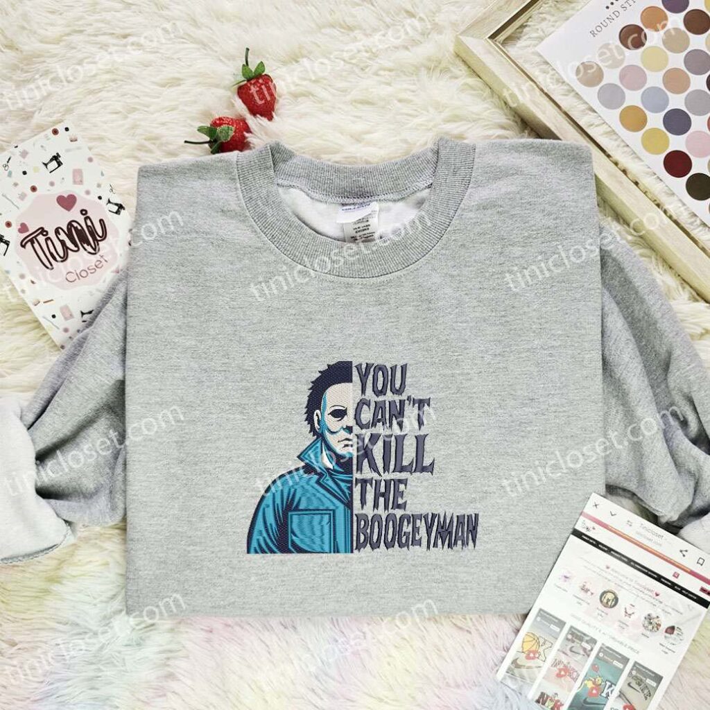 Michael Myers Embroidered Shirt, Horror Movie Embroidered Hoodie, Halloween Embroidered T-Shirt