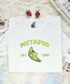 Metapod Embroidered Shirt, Pokemon Embroidered Hoodie, Anime Embroidered Sweatshirt (1)