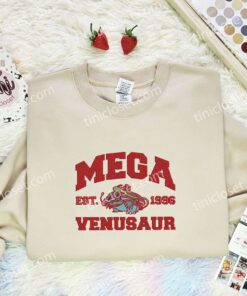 Mega Venusaur Embroidered Shirt, Pokemon Embroidered Hoodie, Anime Embroidered Sweatshirt (2)