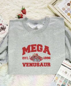 Mega Venusaur Embroidered Shirt, Pokemon Embroidered Hoodie, Anime Embroidered Sweatshirt (3)