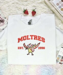 Moltres Embroidered Shirt, Pokemon Embroidered Hoodie, Anime Embroidered Sweatshirt (1)