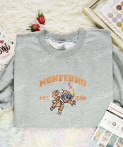 Monferno Embroidered Shirt, Pokemon Embroidered Hoodie, Anime Embroidered Sweatshirt (3)