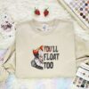 Pennywise IT Embroidered Shirt, Horror Movie Embroidered Hoodie, Halloween Embroidered T-Shirt
