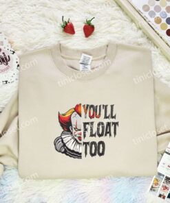 Pennywise IT Embroidered Shirt, Horror Movie Embroidered Hoodie, Halloween Embroidered T Shirt (1)
