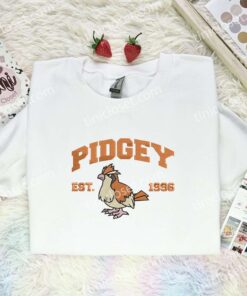 Pidgey Embroidered Shirt, Pokemon Embroidered Hoodie, Anime Embroidered Sweatshirt (1)
