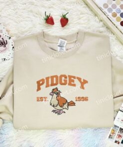 Pidgey Embroidered Shirt, Pokemon Embroidered Hoodie, Anime Embroidered Sweatshirt (2)