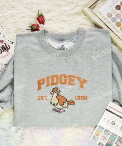 Pidgey Embroidered Shirt, Pokemon Embroidered Hoodie, Anime Embroidered Sweatshirt (3)