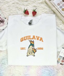 Quilava Embroidered Shirt, Pokemon Embroidered Hoodie, Anime Embroidered Sweatshirt (1)