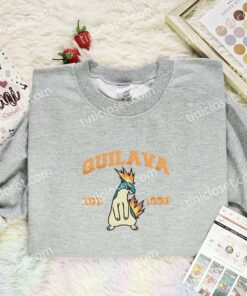 Quilava Embroidered Shirt, Pokemon Embroidered Hoodie, Anime Embroidered Sweatshirt (3)