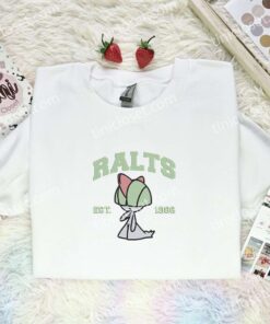 Ralts Embroidered Shirt, Pokemon Embroidered Hoodie, Anime Embroidered Sweatshirt (1)