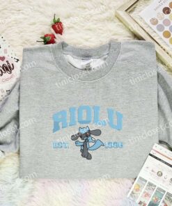 Riolu Embroidered Shirt, Pokemon Embroidered Hoodie, Anime Embroidered Sweatshirt (3)