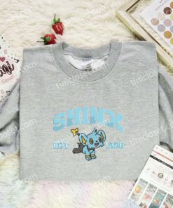 Shinx Embroidered Shirt, Pokemon Embroidered Hoodie, Anime Embroidered Sweatshirt (2)