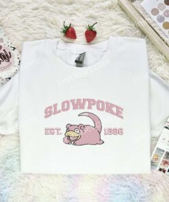 Slowpoke Embroidered Shirt, Pokemon Embroidered Hoodie, Anime Embroidered Sweatshirt (1)