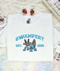 Swampert Embroidered Shirt, Pokemon Embroidered Hoodie, Anime Embroidered Sweatshirt (1)