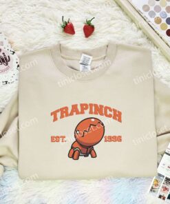 Trapinch Embroidered Shirt, Pokemon Embroidered Hoodie, Anime Embroidered Sweatshirt (1)