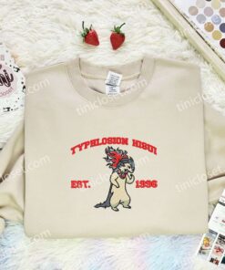 Typhlosion Hisui Embroidered Shirt, Pokemon Embroidered Hoodie, Anime Embroidered Sweatshirt (2)