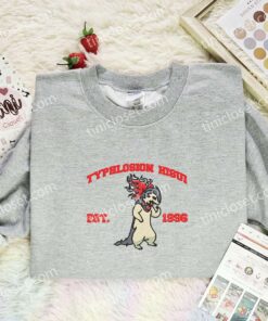 Typhlosion Hisui Embroidered Shirt, Pokemon Embroidered Hoodie, Anime Embroidered Sweatshirt (3)