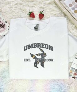 Umbreon Embroidered Shirt, Pokemon Embroidered Hoodie, Anime Embroidered Sweatshirt (1)