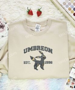 Umbreon Embroidered Shirt, Pokemon Embroidered Hoodie, Anime Embroidered Sweatshirt (2)