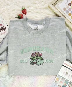 Venusaur Embroidered Shirt, Pokemon Embroidered Hoodie, Anime Embroidered Sweatshirt (3)