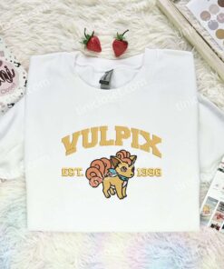 Vulprix Embroidered Shirt, Pokemon Embroidered Hoodie, Anime Embroidered Sweatshirt (1)