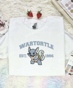 Wartortle Embroidered Shirt, Pokemon Embroidered Hoodie, Anime Embroidered Sweatshirt (1)