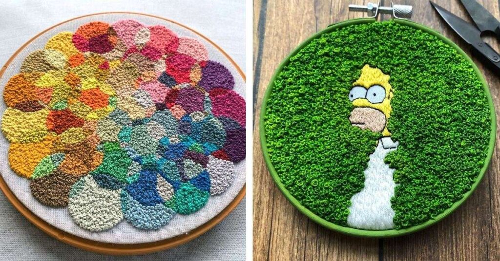 When we the French knots, we can almost “feel” its raised, clustered surface.