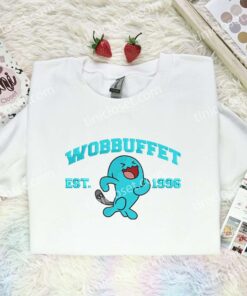 Wobbuffet Embroidered Shirt, Pokemon Embroidered Hoodie, Anime Embroidered Sweatshirt (1)