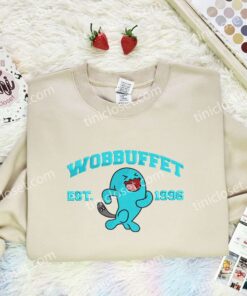 Wobbuffet Embroidered Shirt, Pokemon Embroidered Hoodie, Anime Embroidered Sweatshirt (2)