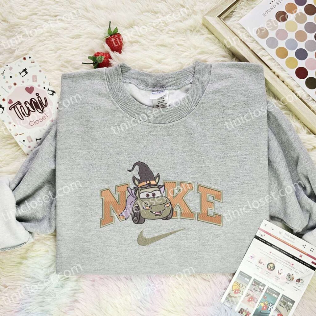 Cars Witch Embroidered Shirt, Disney Pixar Embroidered Hoodie, Halloween Embroidered T-Shirt