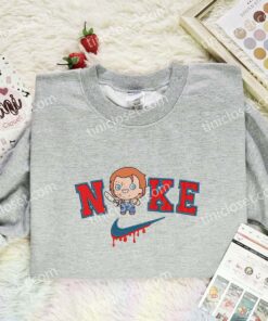 Chibi Chucky Embroidered Shirt, Horror Movie Embroidered Hoodie, Halloween Embroidered Sweatshirt (2)