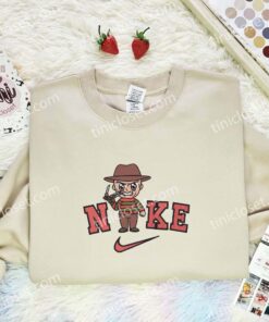 Chibi Freddy Krueger Embroidered Shirt, Horror Movie Embroidered Hoodie, Halloween Embroidered Sweatshirt