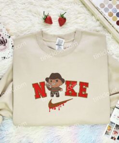 Chibi Freddy Krueger Embroidered Shirt, Horror Movie Embroidered Hoodie, Halloween Embroidered Sweatshirt (2)