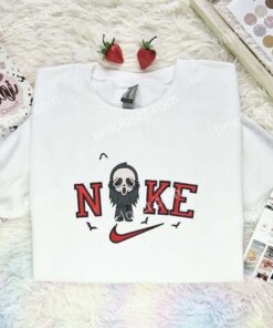 Chibi Ghostface Embroidered Shirt, Horror Movie Embroidered Hoodie, Halloween Embroidered Sweatshirt