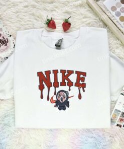 Chibi Ghostface Embroidered Shirt, Horror Movie Embroidered Hoodie, Halloween Embroidered Sweatshirt