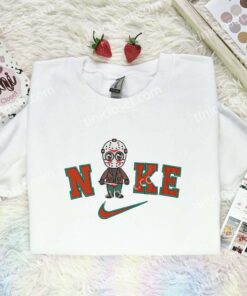 Chibi Jason Voorhees Embroidered Shirt, Horror Movie Embroidered Hoodie, Halloween Embroidered Sweatshirt (1)