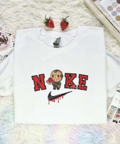 Chibi Jason Voorhees Embroidered Shirt, Horror Movie Embroidered Hoodie, Halloween Embroidered Sweatshirt (1)