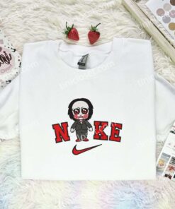 Chibi Jigsaw Embroidered Shirt, Horror Movie Embroidered Hoodie, Halloween Embroidered Sweatshirt (2)