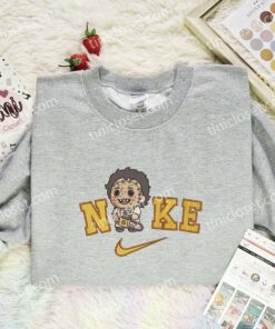 Chibi Leatherface Embroidered Shirt, Horror Movie Embroidered Hoodie, Halloween Embroidered Sweatshirt (3)
