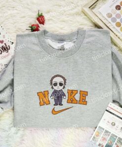 Chibi Michael Myers Embroidered Shirt, Horror Movie Embroidered Hoodie, Halloween Embroidered Sweatshirt (2)