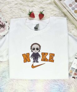 Chibi Michael Myers Embroidered Shirt, Horror Movie Embroidered Hoodie, Halloween Embroidered Sweatshirt (3)