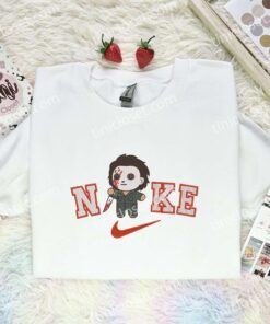 Chibi Michael Myers Embroidered Shirt, Horror Movie Embroidered Hoodie, Halloween Embroidered Sweatshirt (2)