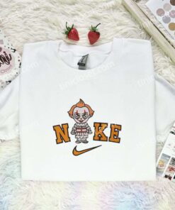 Chibi Pennywise Embroidered Shirt, Horror Movie Embroidered Hoodie, Halloween Embroidered Sweatshirt (1)