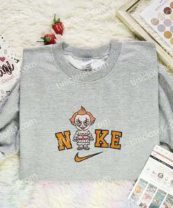 Chibi Pennywise Embroidered Shirt, Horror Movie Embroidered Hoodie, Halloween Embroidered Sweatshirt (3)