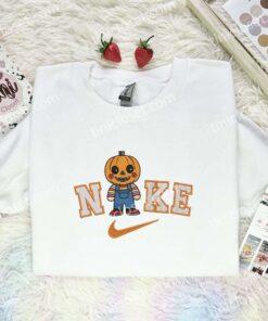 Chucky Pumpkin Head Embroidered Shirt, Horror Movie Embroidered Hoodie, Halloween Embroidered Sweatshirt (1)