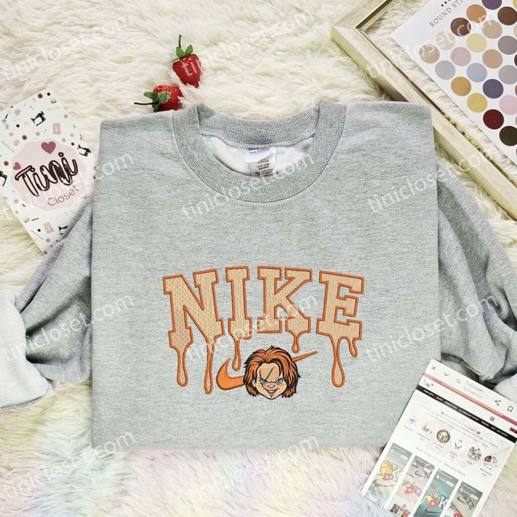 Chucky Embroidered Shirt, Horror Movie Embroidered Hoodie, Halloween Embroidered Sweatshirt