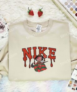 Freddy Krueger Embroidered Shirt, Horror Movie Embroidered Hoodie, Halloween Embroidered Sweatshirt