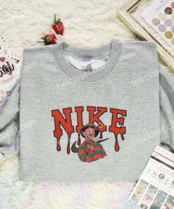 Freddy Krueger Embroidered Shirt, Horror Movie Embroidered Hoodie, Halloween Embroidered Sweatshirt (3)