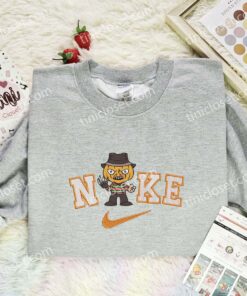 Freddy Krueger Pumpkin Head Embroidered Shirt, Horror Movie Embroidered Hoodie, Halloween Embroidered Sweatshirt (1)